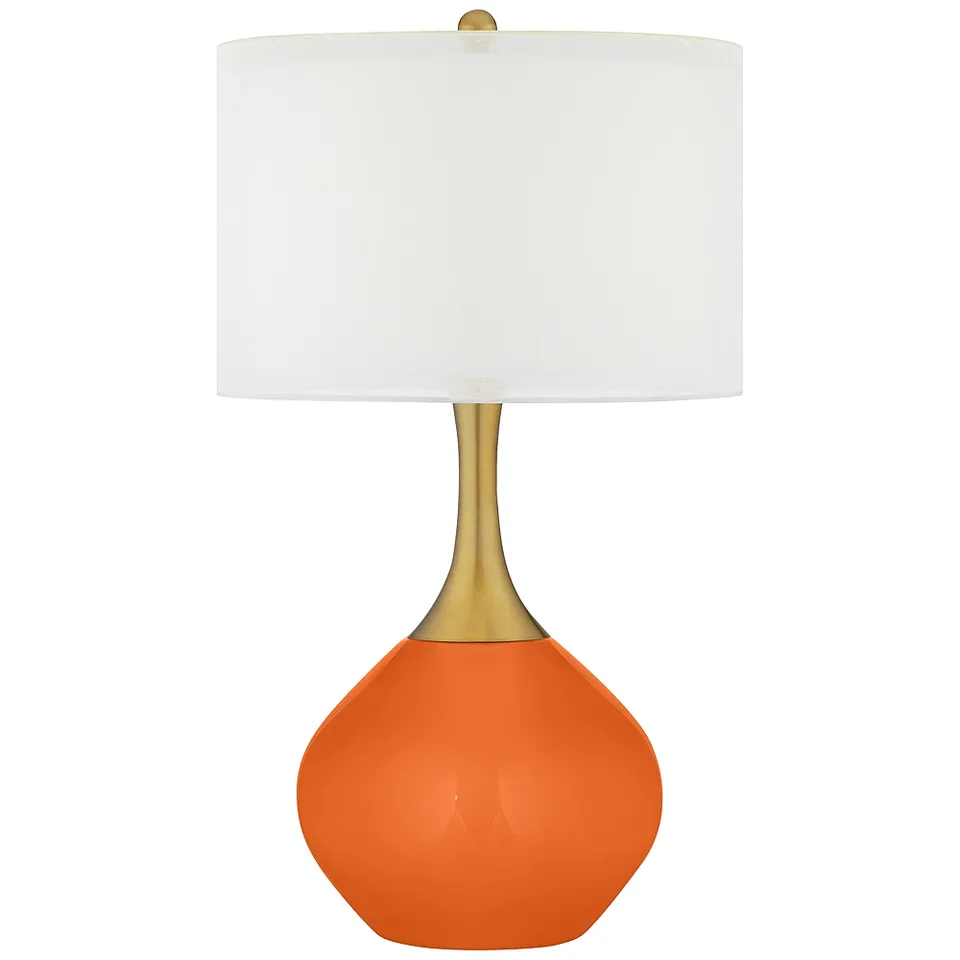Color Plus Nickki Brass 30 1/2" Modern Invigorate Orange Table Lamp