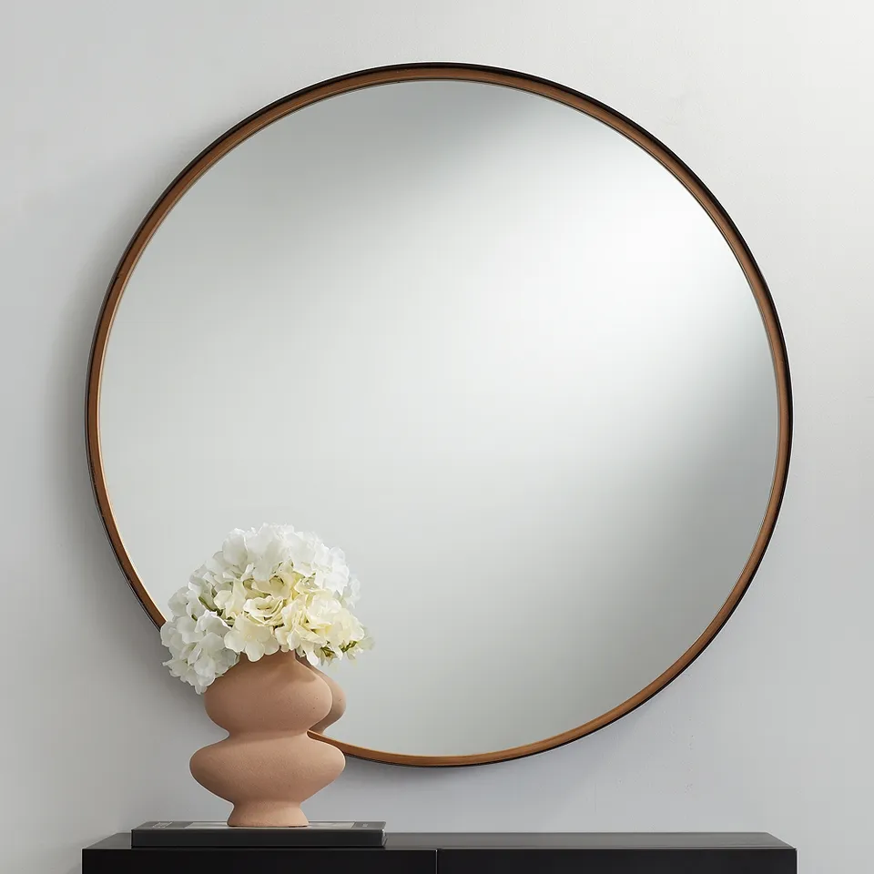 Uttermost Andi Black and Gold 34" Round Wall Mirror