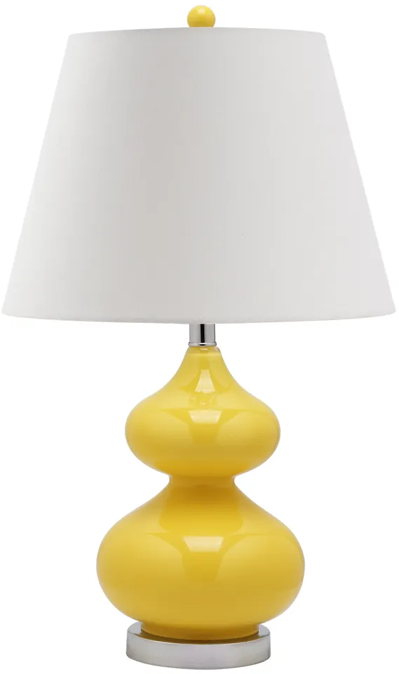 Eva 24-Inch High Double Gourd Glass Table Lamp - Yellow