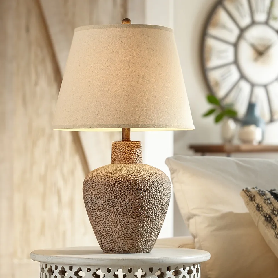 Possini Euro Bentley 29" High Hammered Pot Table Lamp with Dimmer