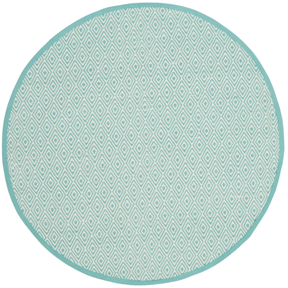 Arlo Home Hand Woven Area Rug, MTK515A, Ivory/Aqua,  4' X 4' Round