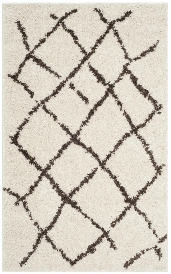 Arlo Home Woven Area Rug, BER162A, Cream/Brown,  3' X 5'