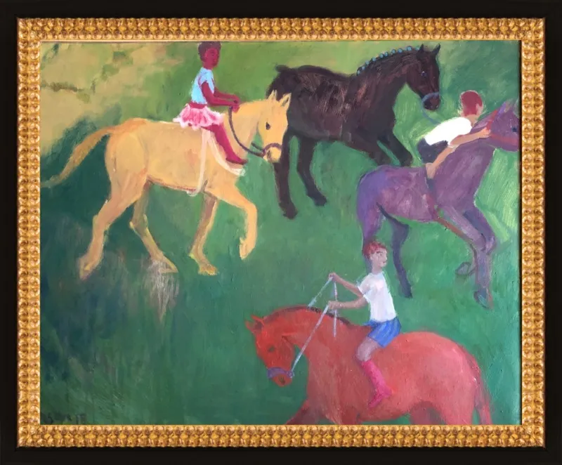 Four Horses, Three Riders by Megan Williamson for Artfully Walls