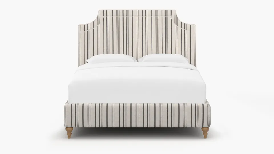 Deco Bed, Black Market Stripe, Natural Traditional Turned Leg, Queen