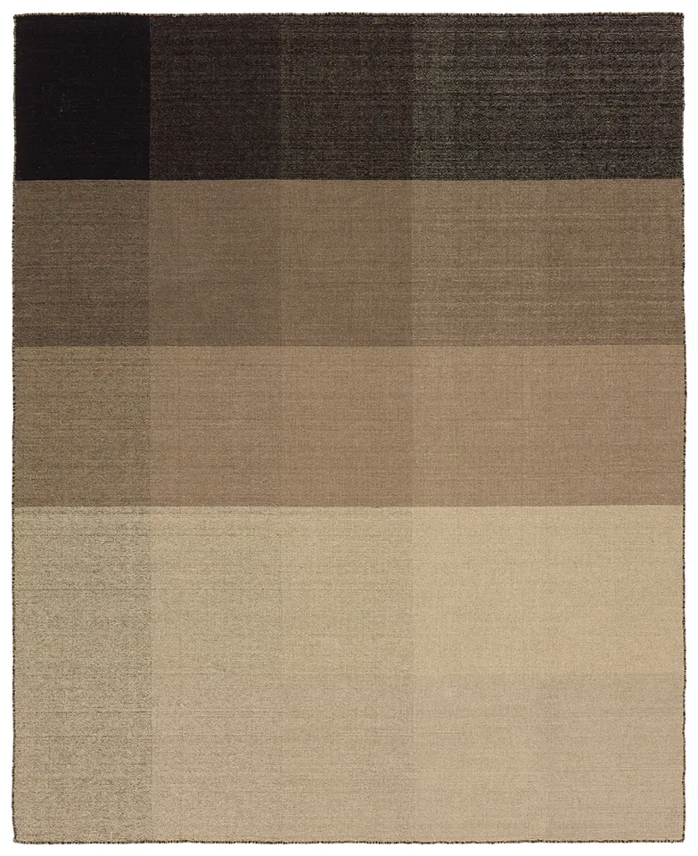 Ronin PLE02 Handmade Geometric Tan and Black Area Rug (8'6"x11'6")
