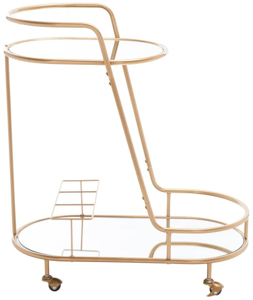 Midas 2 Tier Oval Bar Cart - Gold / Mirror