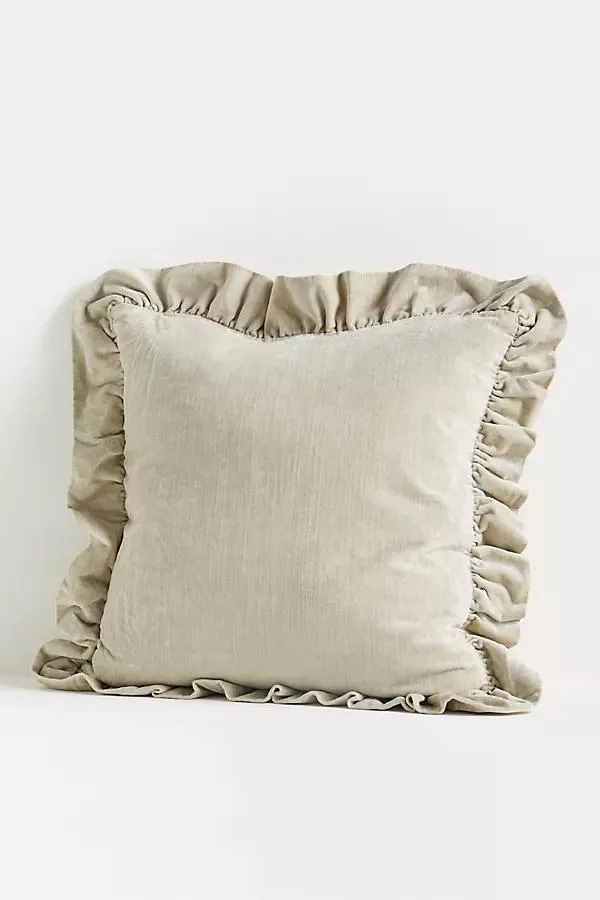 Ruffled Velvet Throw Pillow