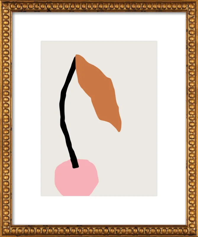 Pink fruit with leaf by Jessica Nielsen for Artfully Walls