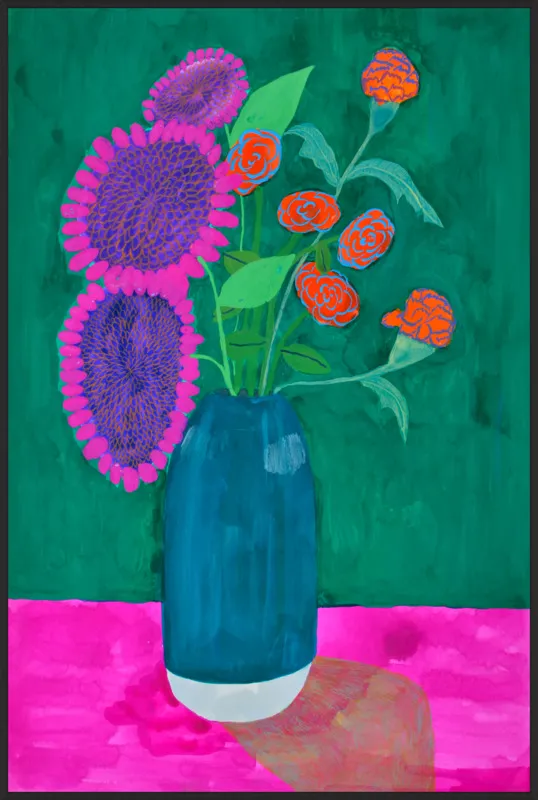 vase with sunflowers and carnations  by Christiane Drapela for Artfully Walls