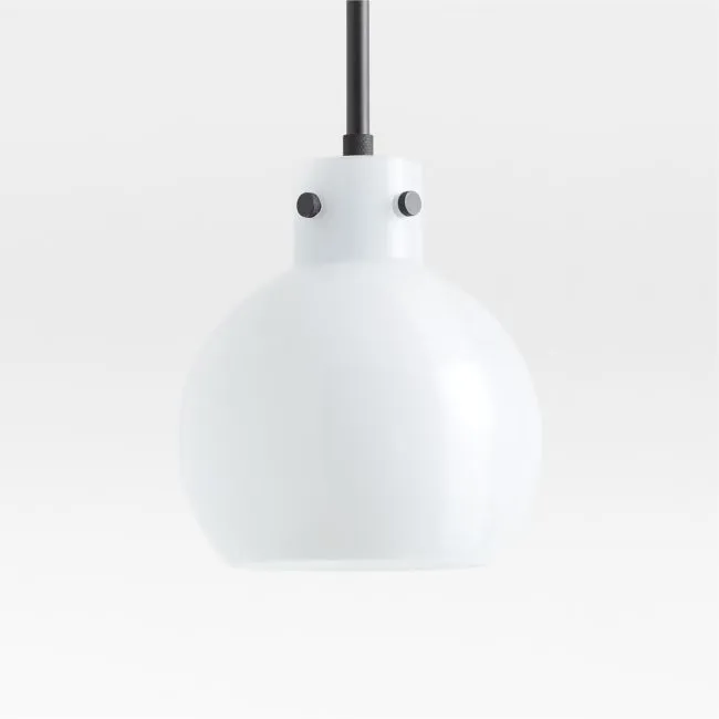Dakota Black Pendant Light with Small Milk White Glass Globe 7.5"
