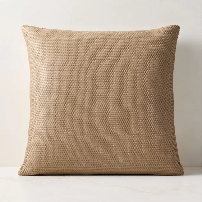 Benny Handwoven Natural Leather Throw Pillow Cover 20"x20"