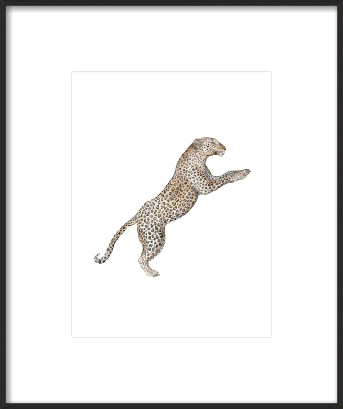 Leaping Leopard Watercolor by Lauren Rogoff for Artfully Walls