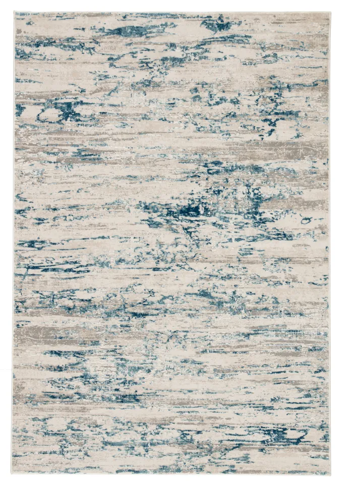 Celil Abstract Ivory/ Blue Area Rug (5'3"X7'6")