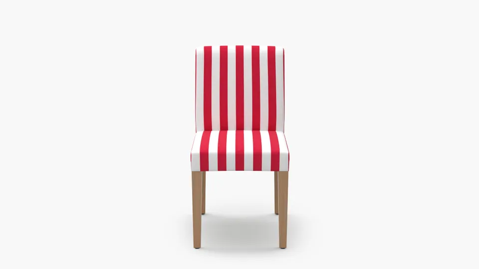 Signature Dining Chair, Red Cabana Stripe, Natural Square Tapered Leg