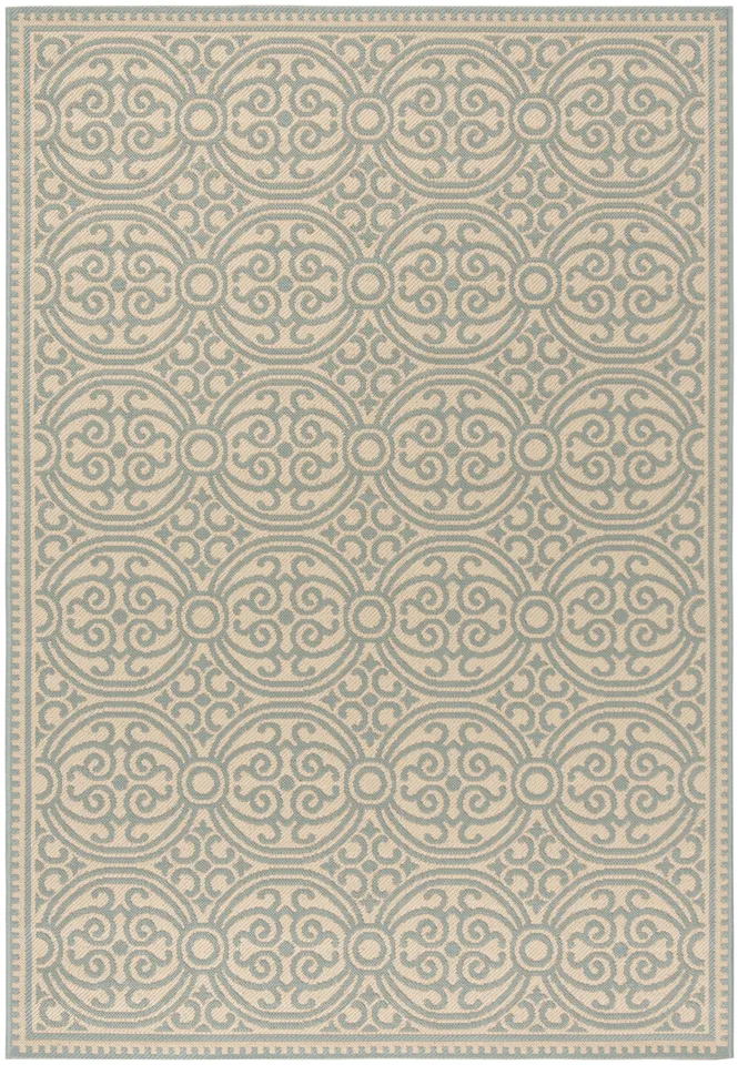 Arlo Home Indoor/Outdoor Woven Area Rug, LND134K, Aqua/Cream,  5' 1" X 7' 6"