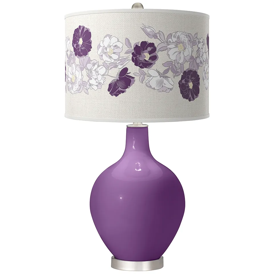 Color Plus Ovo 28 1/2" Rose Bouquet Shade Passionate Purple Table Lamp