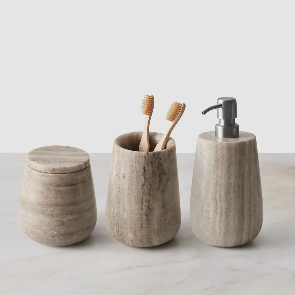 The Citizenry Riya Marble Bath Accessory Set | Natural