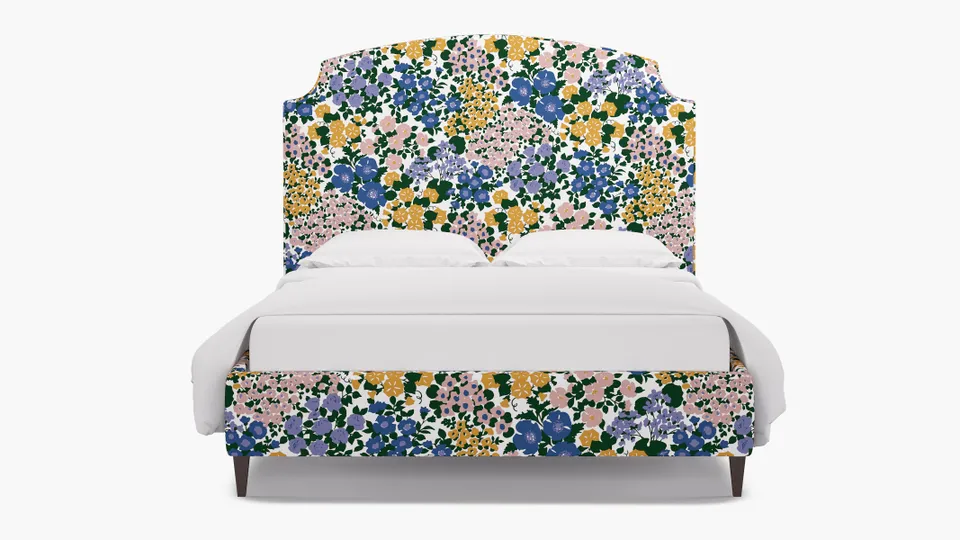 Cove Bed, Lavender Million Flowers, Espresso Square Tapered Leg, King