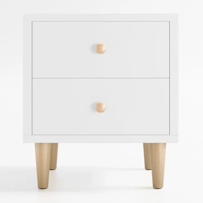 Set of 2 Finn 20" White Wood 2-Drawer Kids Nightstand