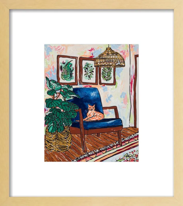 Ginger Cat in Mid Century Chair by Lara Lee Meintjes for Artfully Walls