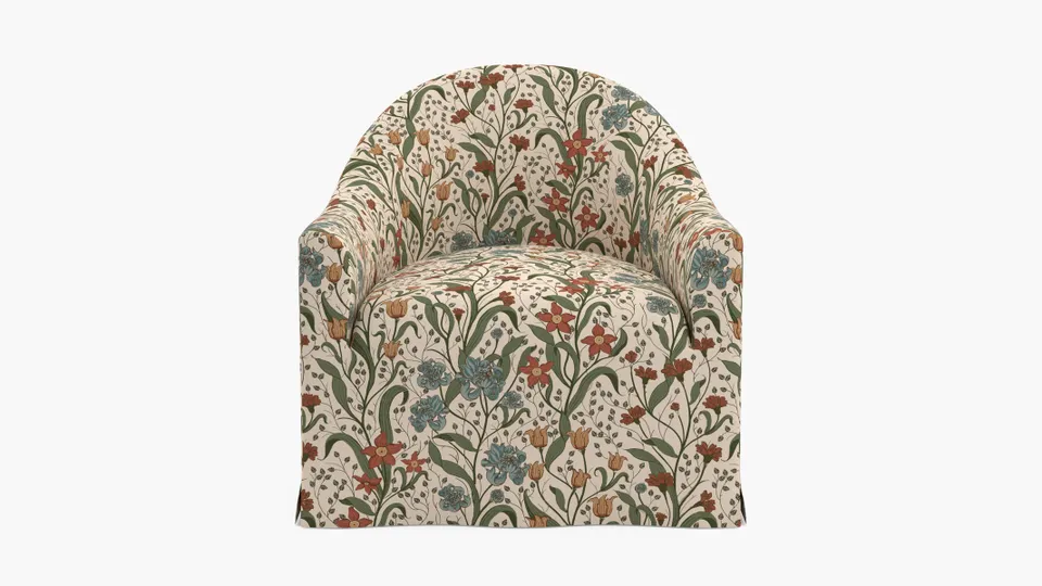 Slipcover Swivel Chair, Cedar Bloomsbury