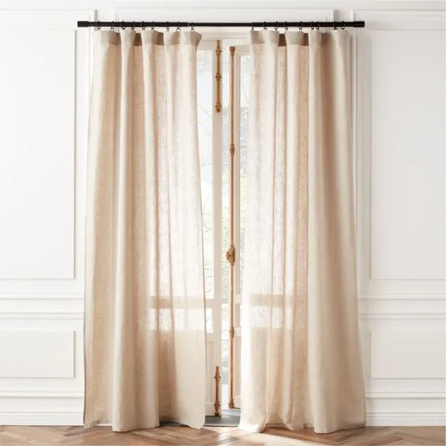 Natural European Linen Extra Wide Window Curtain Panel 100"x96"