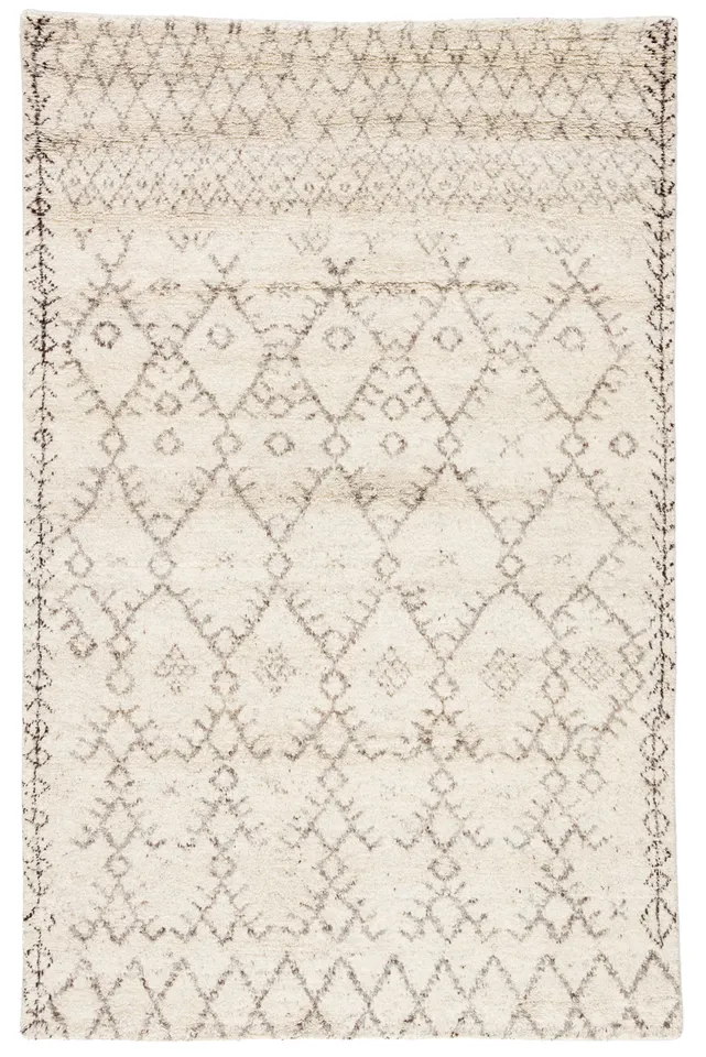 Zola Hand-Knotted Geometric Ivory/ Brown Area Rug (12'X18')