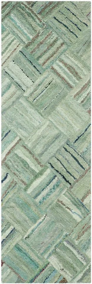 Arlo Home Hand Tufted Area Rug, NAN316A, Green/Multi,  2' 3" X 7'