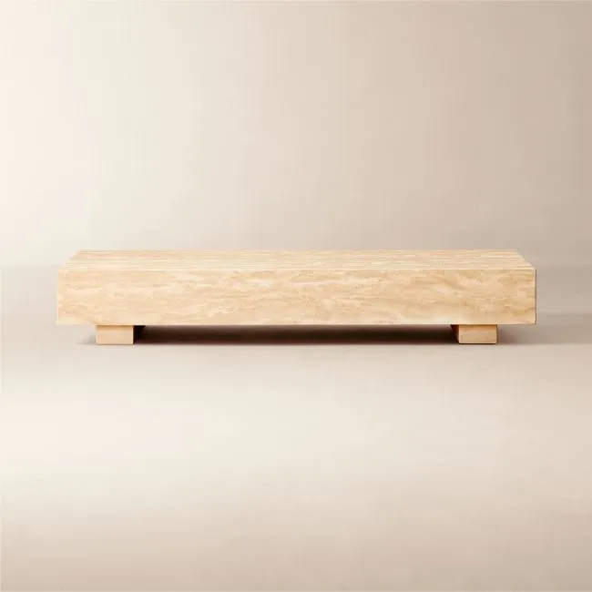 Enyo 76" Rectangular Travertine Coffee Table