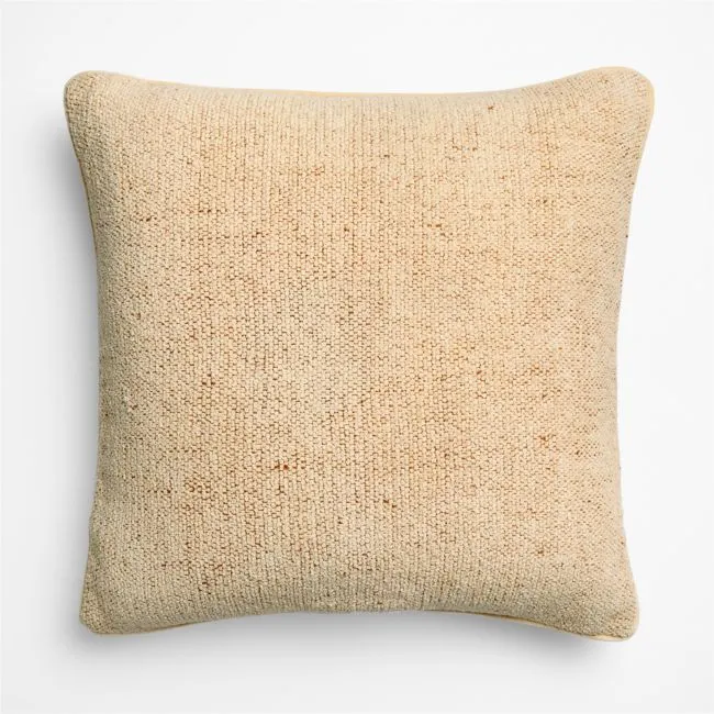 Textured Chenille 23"x23" Ecru Yellow Throw Pillow Cover