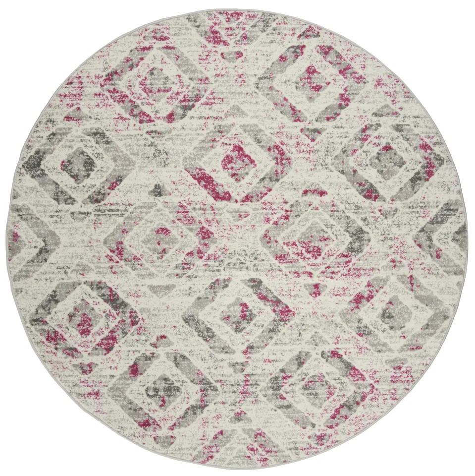 Arlo Home Woven Area Rug, SKY190F, Ivory/Pink,  6' 7" X 6' 7" Round