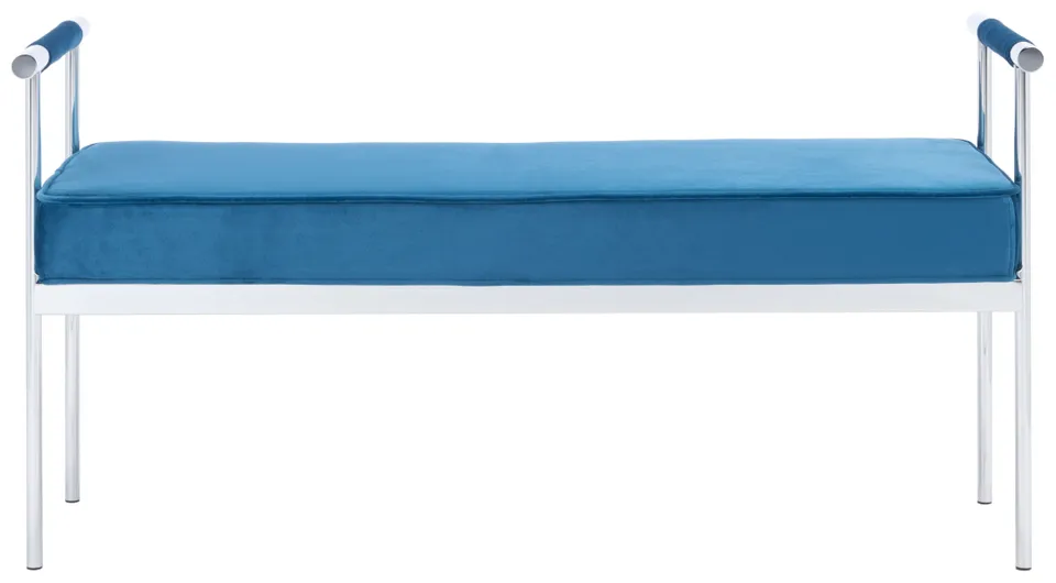 Pim Long Rectangle Bench With Arms - Navy / Chrome