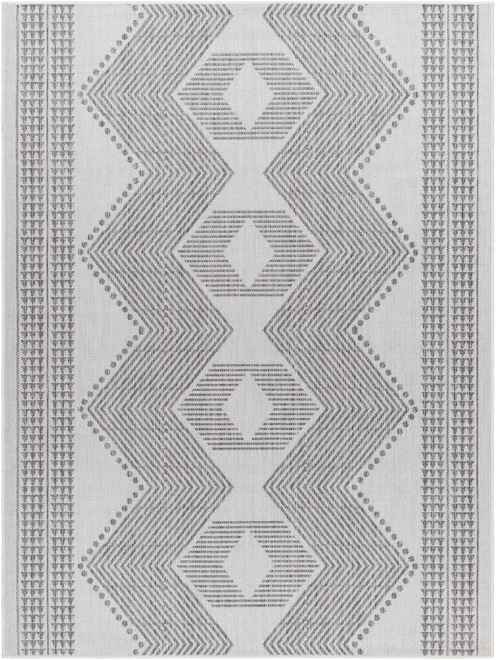 Long Beach Gray Outdoor 5'3" x 7' Machine Woven Rug