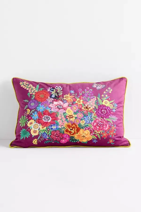 Embroidered Velvet Pillow
