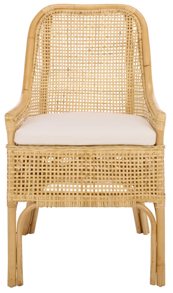 Alina Dining Chair With Cushion - Light Natural / White