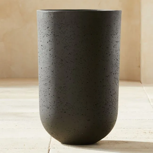 Seminyak Black Cement Indoor/Outdoor Large Planter 26.75"H Set of 2