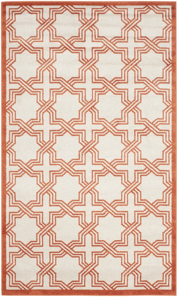Arlo Home Indoor/Outdoor Woven Area Rug, AMT413F, Ivory/Orange,  5' X 8'