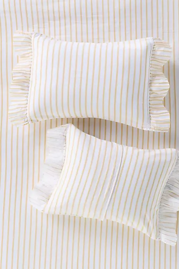 Organic Cotton Spa Sateen Ruffled Shams, Set of 2