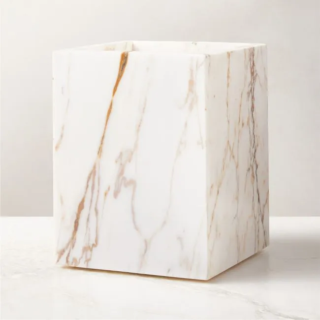 Ramsey Calacatta Gold Marble Wastebasket