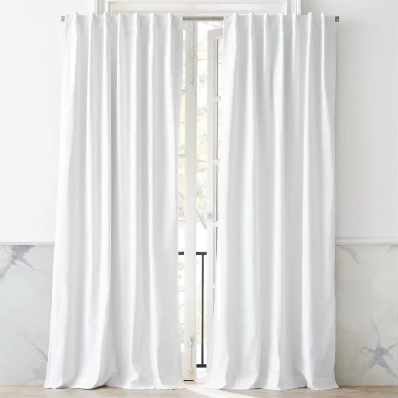 Basketweave White Cotton Blackout Window Curtain Panel 48"x96"