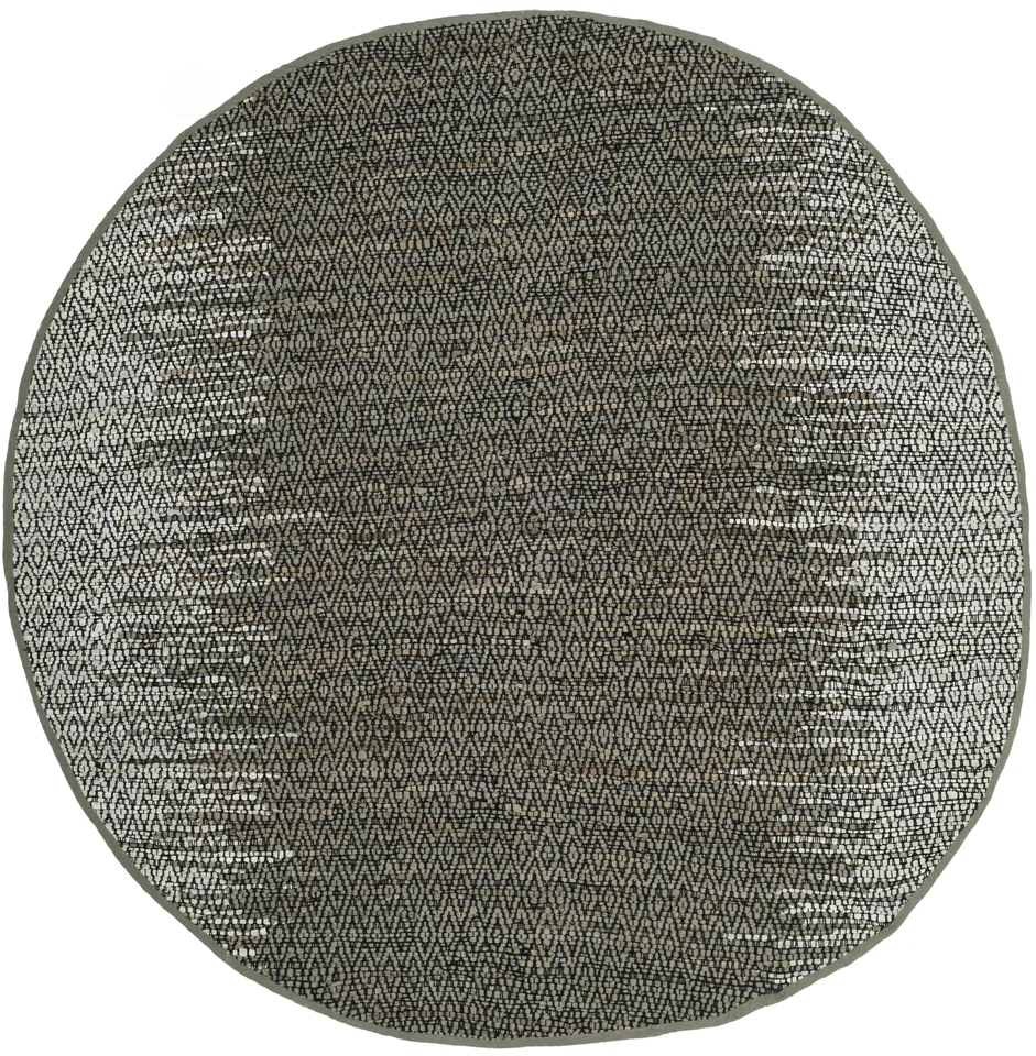 Arlo Home Hand Woven Area Rug, VTL389A, Light Grey/Grey,  4' X 4' Round
