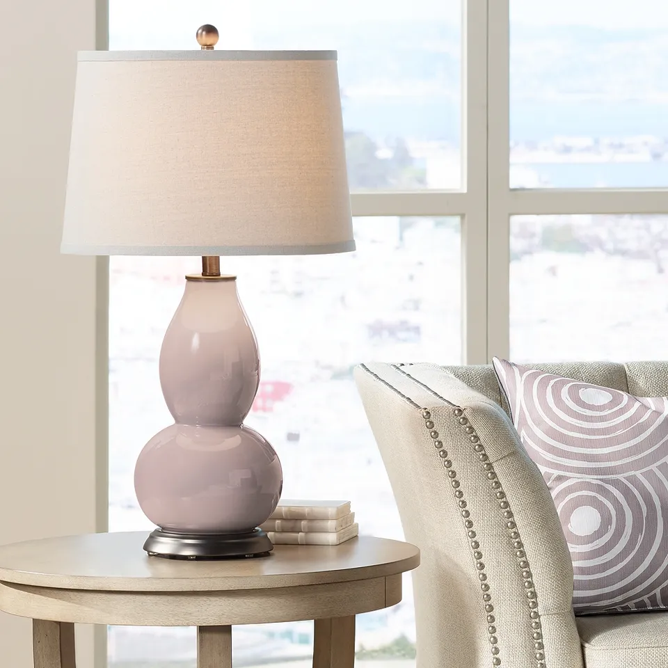Glamour Double Gourd Table Lamp with Vine Lace Trim