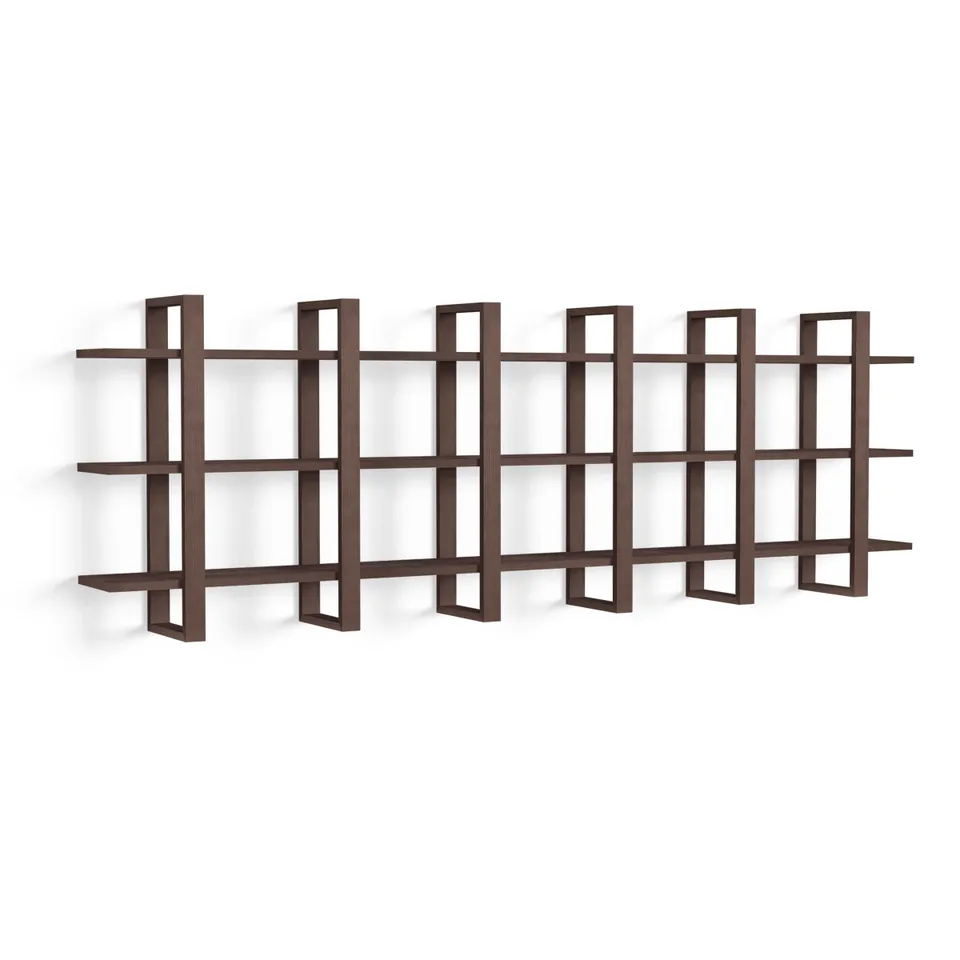 Index Wall Shelf, Set of 3 - Walnut - Wood