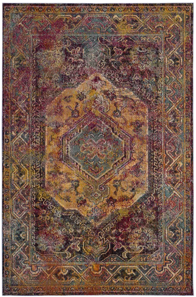 Arlo Home Woven Area Rug, CRS514T, Teal/Rose,  4' X 6'