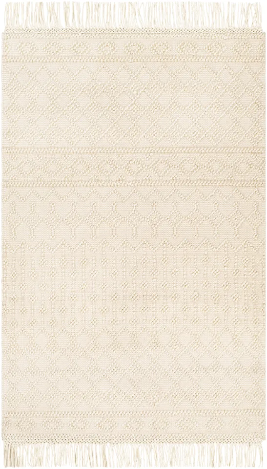 Farmhouse Tassels Beige Indoor 5' x 7'6" Handmade Rug