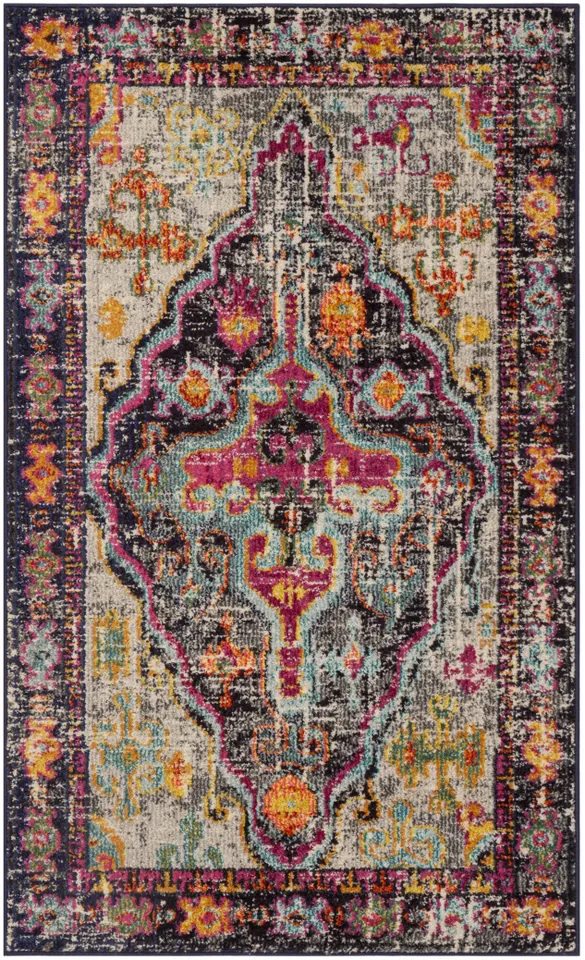 Arlo Home Woven Area Rug, MNC247R, Grey/Fuchsia,  3' X 5'