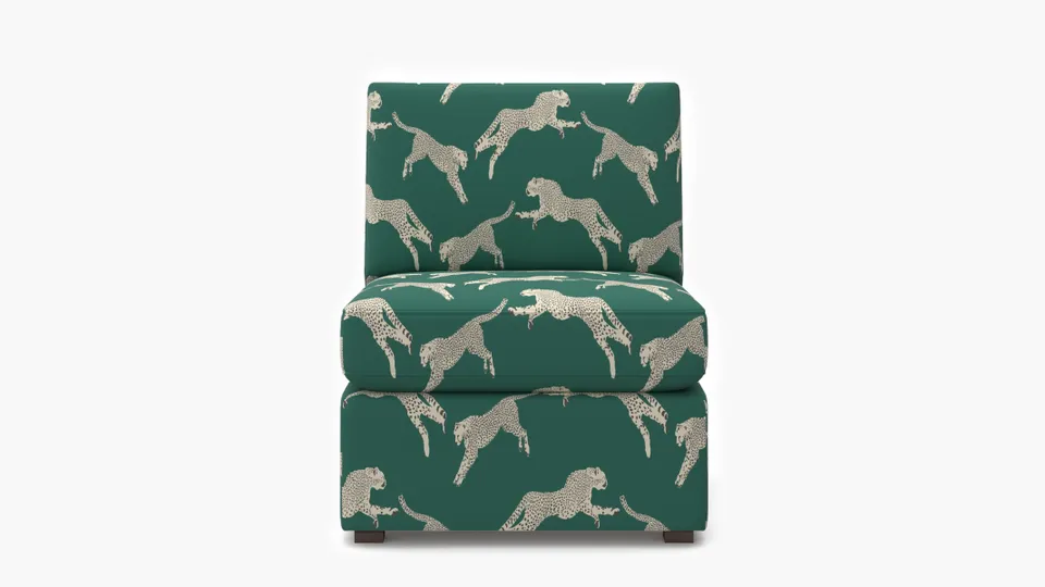 Grande Slipper Chair, Polo Green Cheetah