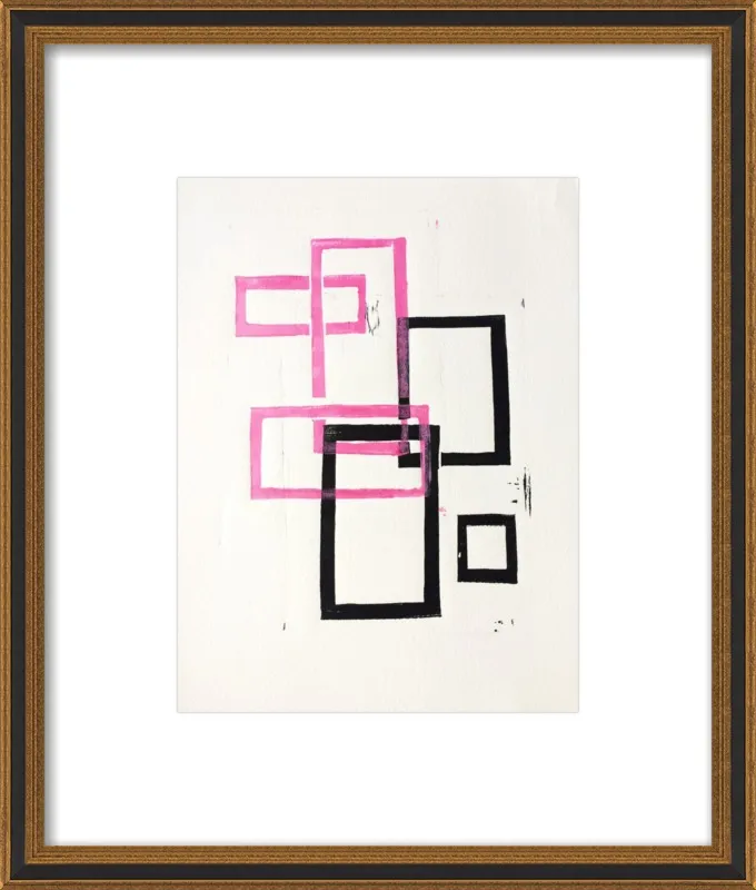 Pink and Black Geometric Squares x2 by Stacy Rajab for Artfully Walls
