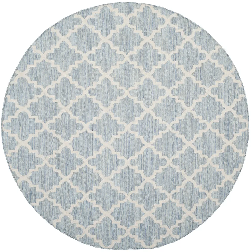 Arlo Home Hand Woven Area Rug, MTK810B, Light Blue/Ivory,  6' X 6' Round