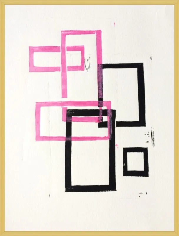 Pink and Black Geometric Squares x2 by Stacy Rajab for Artfully Walls